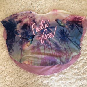 Flowy shall/shirt With Pom trees and a HummingBird